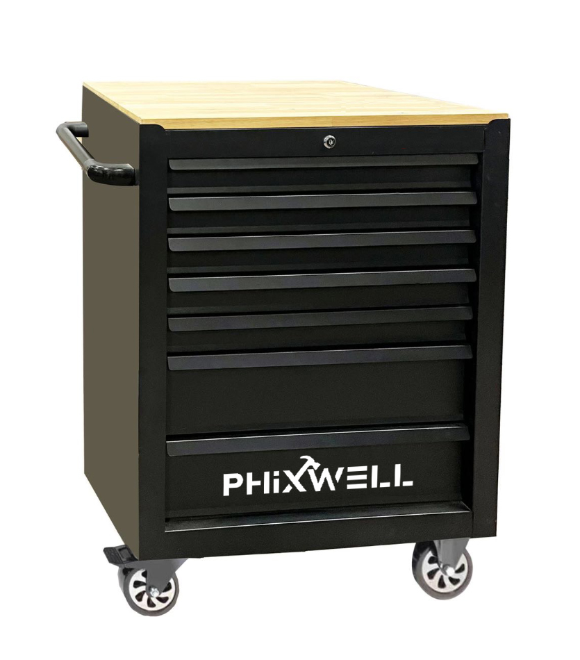 719506 PHIXWELL 7 引き出し収納キャビネット、木製カウンタートップ付き