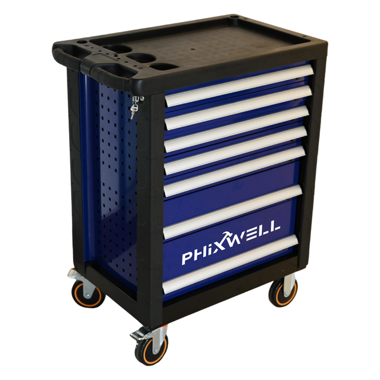719511 PHIXWELL 7 引き出しツールキャビネット、プラスチックコーナープロテクターとカバープレート付き
