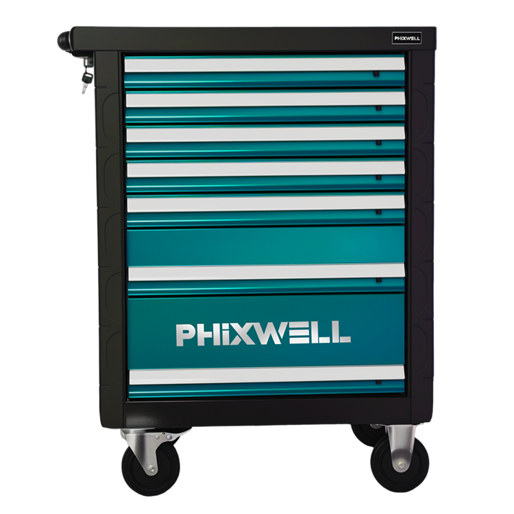 719511 PHIXWELL 7 引き出しツールキャビネット、プラスチックコーナープロテクターとカバープレート付き